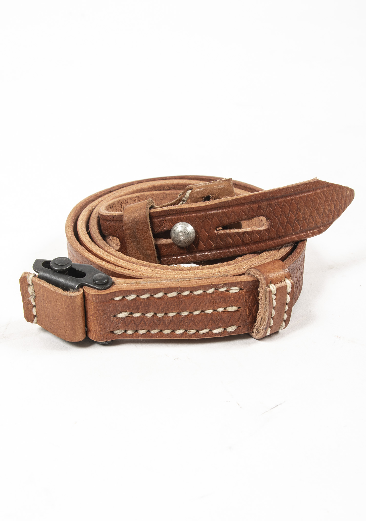 ORIGINAL WWII GERMAN BROWN LEATHER RIFLE STRAP SLING FOR MAUSER K98
