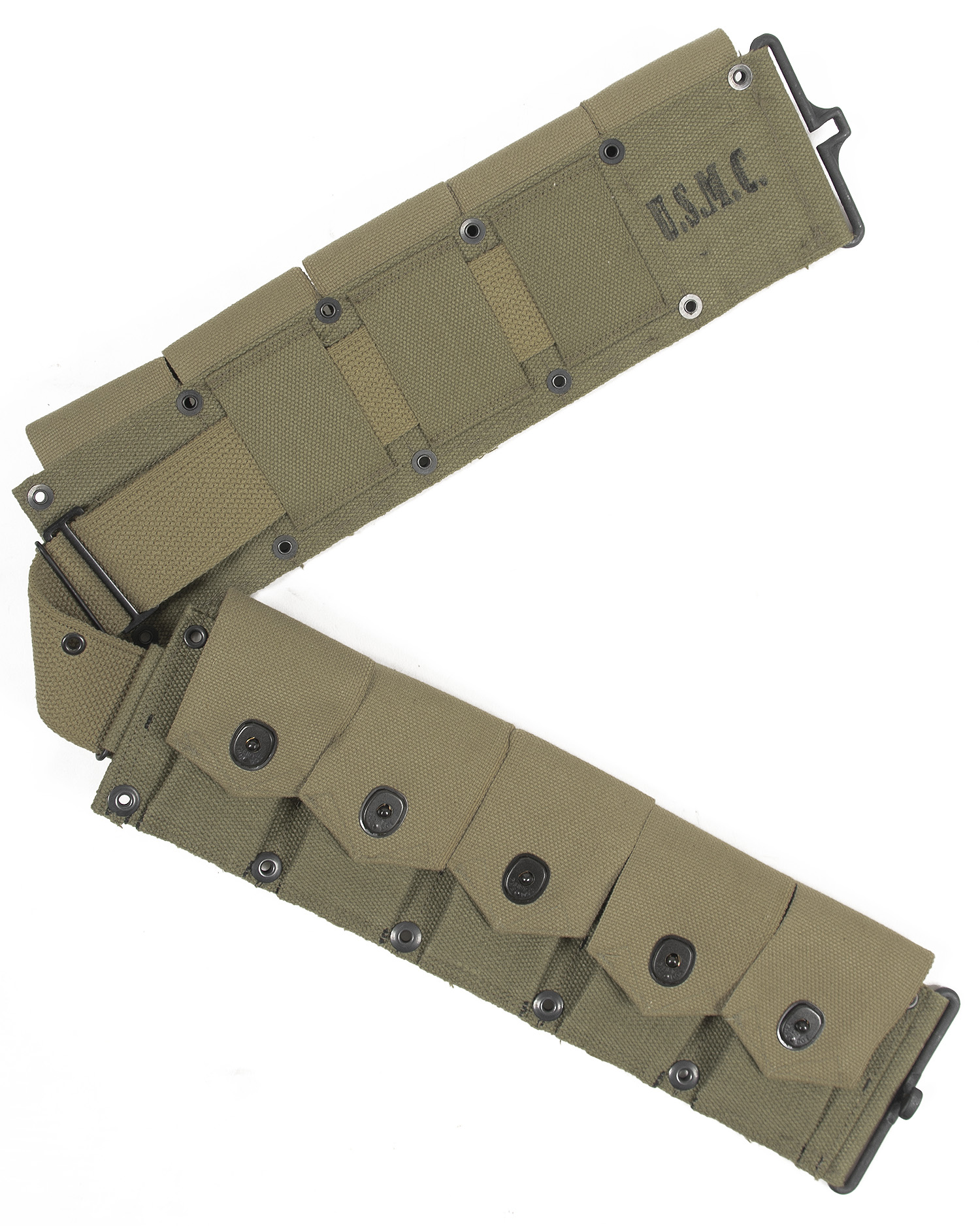 US M1 Garand M1923 Cartridge Belt - Lt. OD Color, Fits Up To 49" Waist, JT&L 1943 Marked