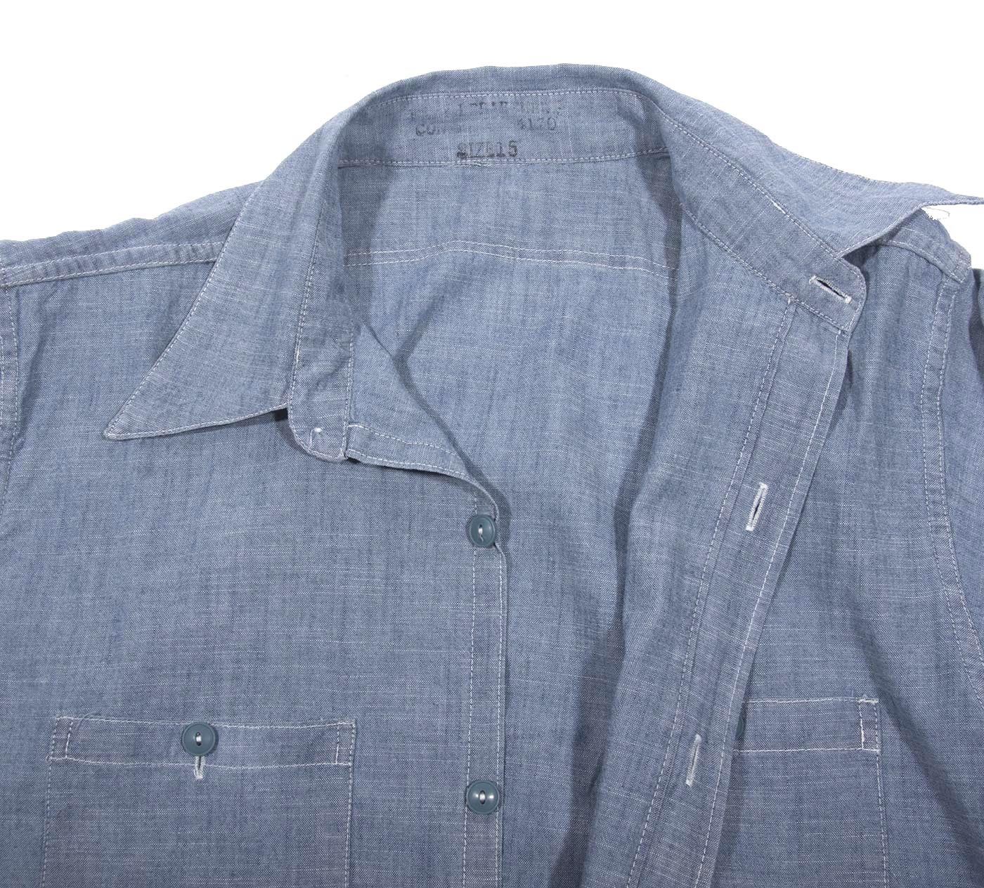 1940 USN Chambray Shirt Harbor Blue | L | P0401-23-0047-L